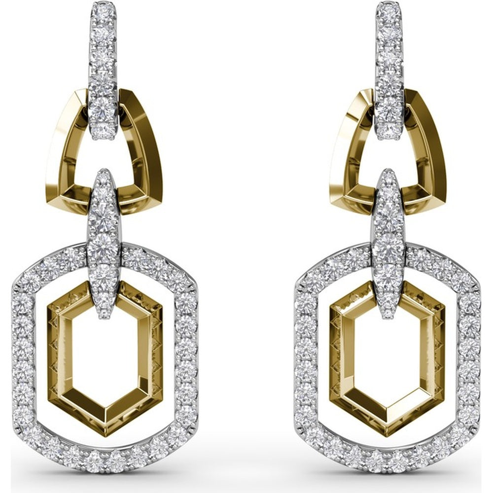 Interlocking Geometric Drop Earrings with Pavé Set Round Diamonds by Fana - 1.16 Carat Total Diamond Weight