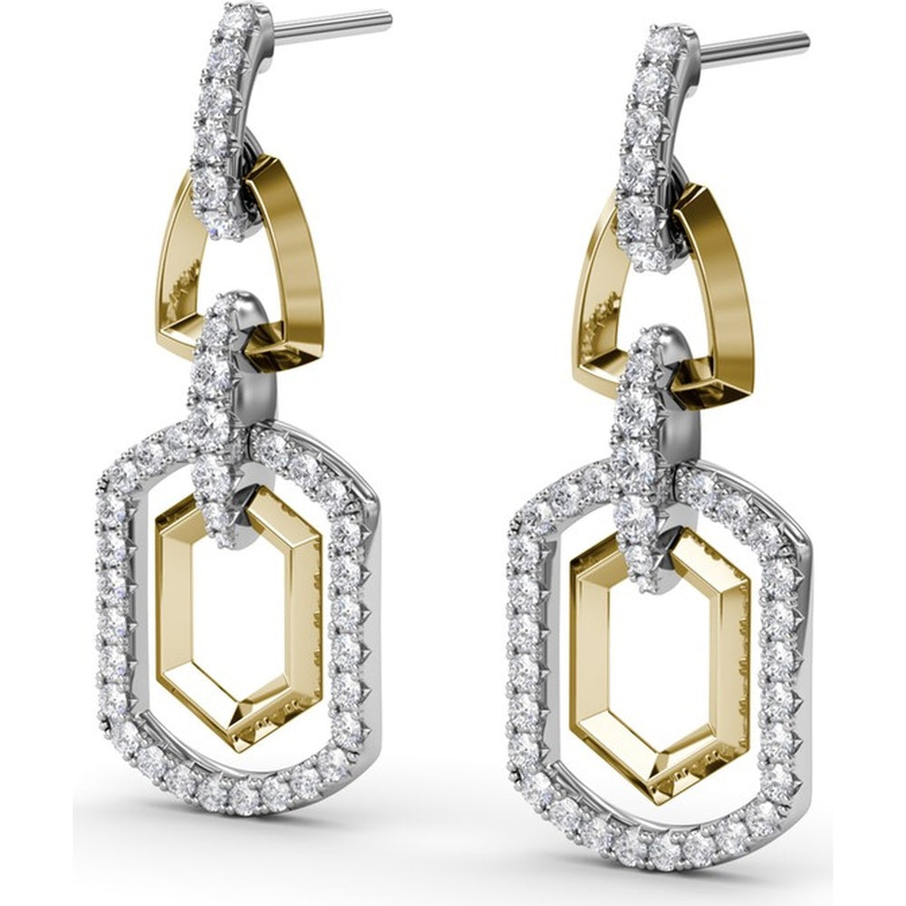 Interlocking Geometric Drop Earrings with Pavé Set Round Diamonds by Fana - 1.16 Carat Total Diamond Weight