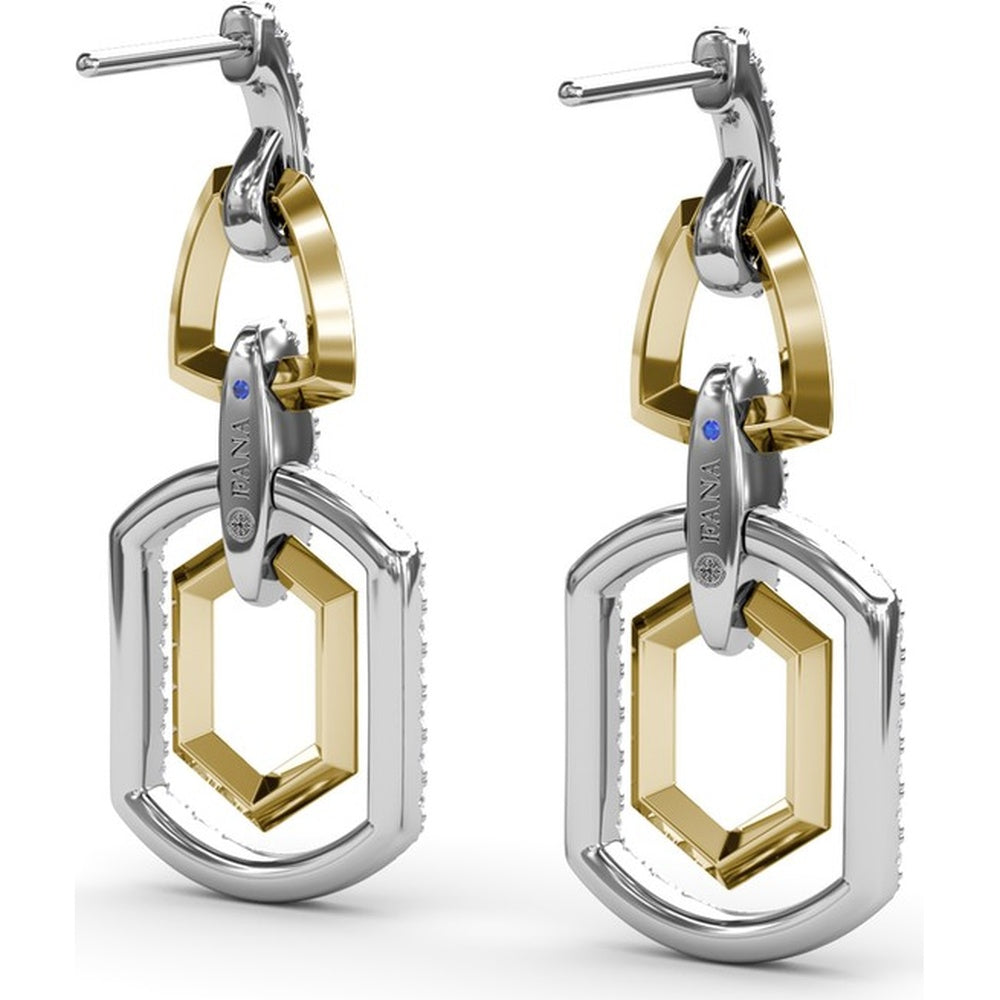 Interlocking Geometric Drop Earrings with Pavé Set Round Diamonds by Fana - 1.16 Carat Total Diamond Weight