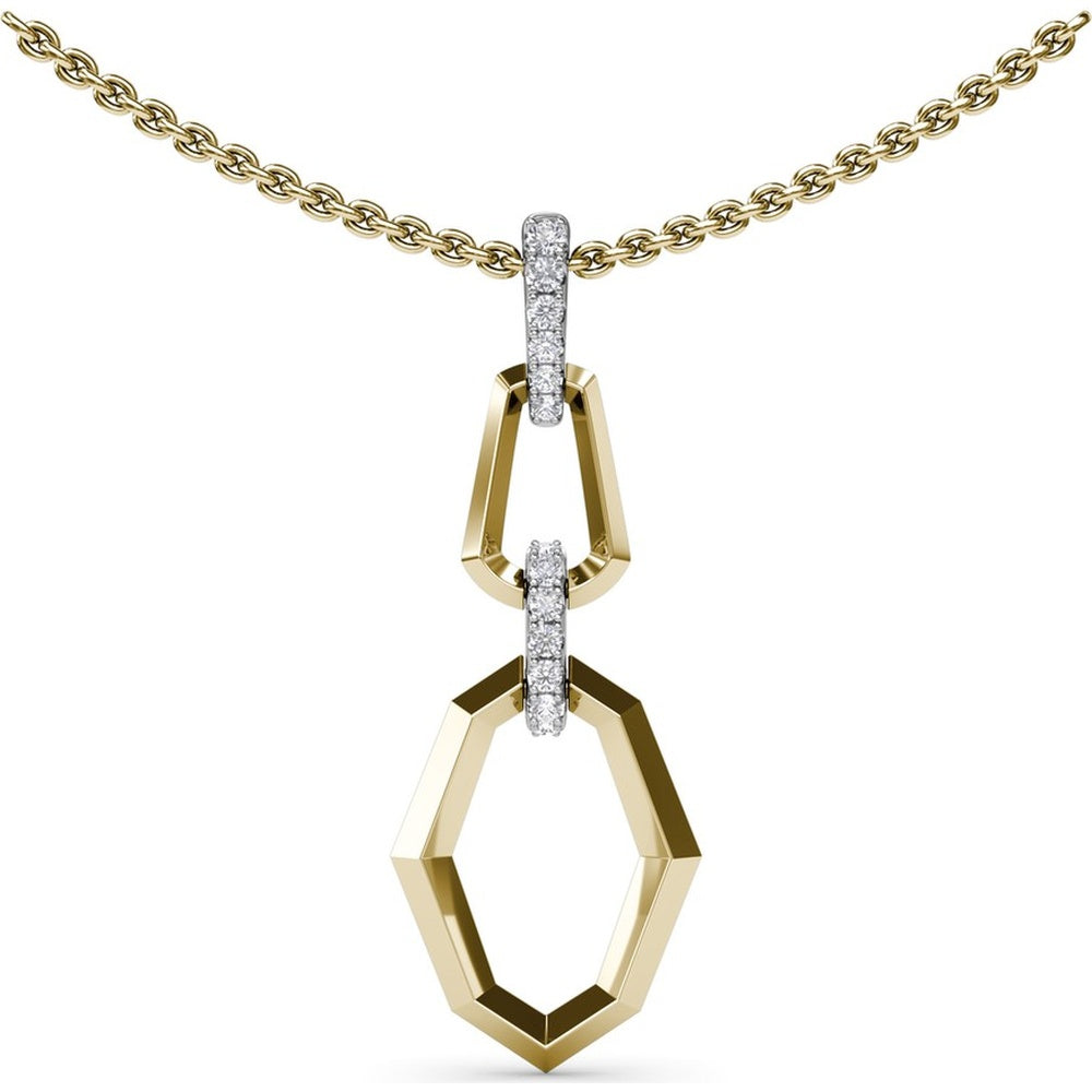 Interlocking Hexagon Pendant Necklace with Diamond Pavé Link by Fana - 0.24 Carat Total Diamond Weight