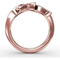 Interlocking Leaf Ring with Round Rubies and Pavé Diamonds by Fana - 1.14 Carat Total Gemstone Weight