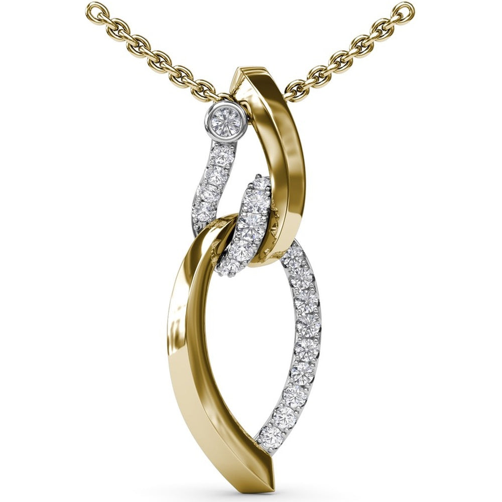 Interlocking Loop Pendant with Pavé Set Round Diamonds and Bezel Center by Fana - 0.70 Carat Total Diamond Weight