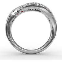 Intertwining Band with Round Rubies and Pavé Diamonds by Fana - 2.52 Carat Total Gemstone Weight
