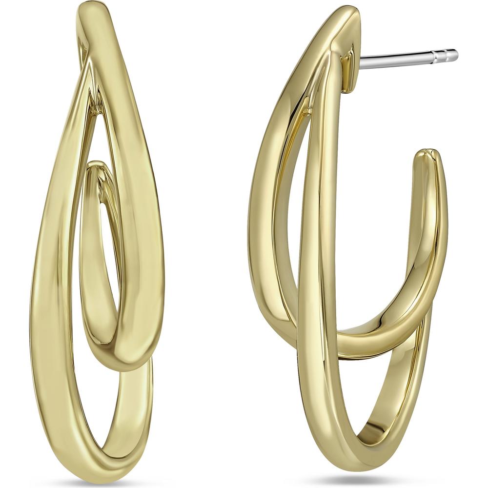 Intertwining Double Hoop Earrings in 18K Yellow Gold by Charles Krypell