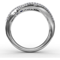 Intertwining Openwork Ring with Pavé Diamonds and Round Blue Sapphires by Fana - 2.50 Carat Total Gemstone Weight