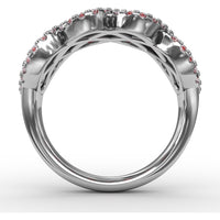 Interweaving Band with Prong Set Round Rubies and Pavé Diamonds by Fana - 2.52 Carat Total Gemstone Weight