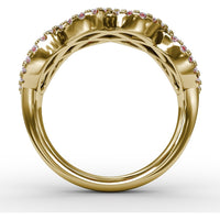 Interweaving Band with Prong Set Round Rubies and Pavé Diamonds by Fana - 2.52 Carat Total Gemstone Weight