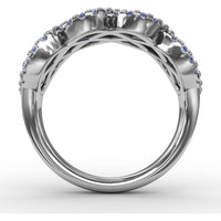 Interweaving Ring with Round Sapphires and Diamond Halos by Fana - 2.52 Carat Total Gemstone Weight
