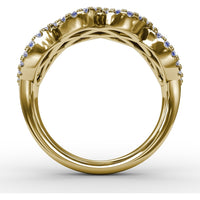 Interweaving Ring with Round Sapphires and Diamond Halos by Fana - 2.52 Carat Total Gemstone Weight