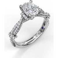 Interwoven Engagement Ring Setting with Pavé Diamond Accents and Oval Cut Center Stone Mounting by Fana - 0.38 Carat Total Diamond Weight