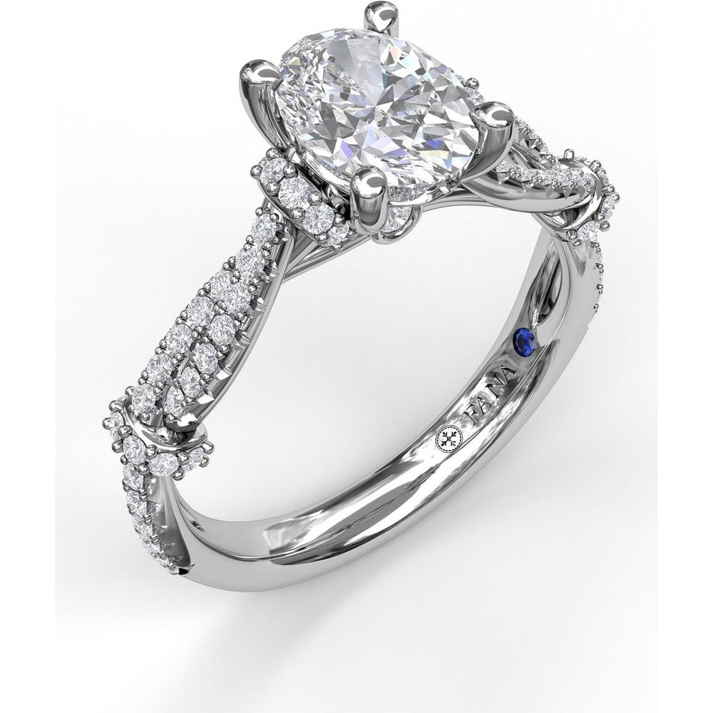 Interwoven Engagement Ring Setting with Pavé Diamond Accents and Oval Cut Center Stone Mounting by Fana - 0.38 Carat Total Diamond Weight