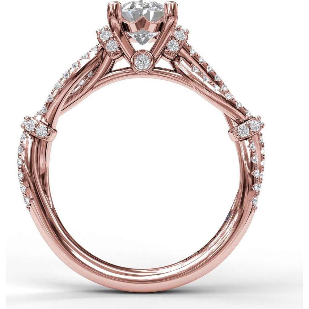 Interwoven Engagement Ring Setting with Pavé Diamond Accents and Oval Cut Center Stone Mounting by Fana - 0.38 Carat Total Diamond Weight