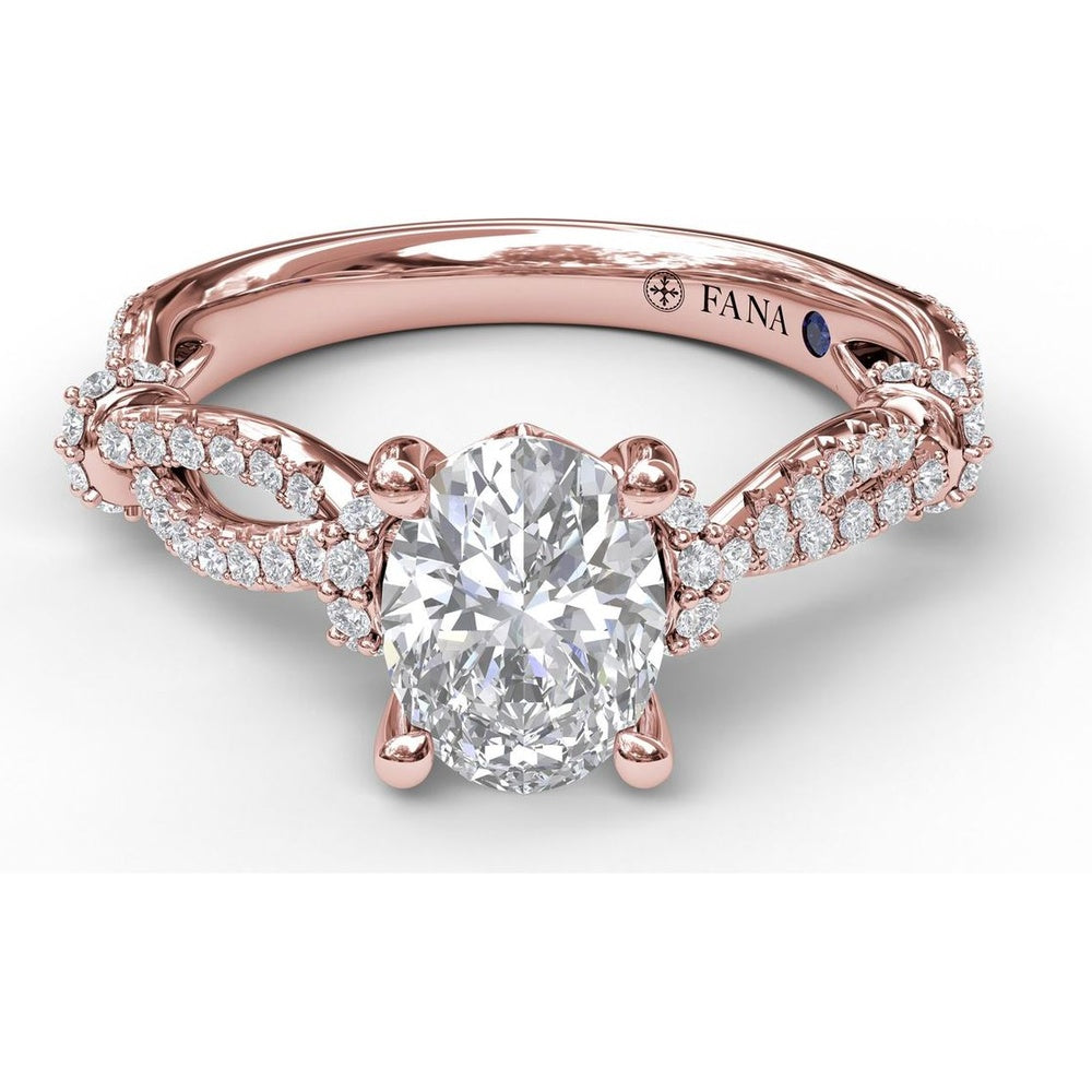 Interwoven Engagement Ring Setting with Pavé Diamond Accents and Oval Cut Center Stone Mounting by Fana - 0.38 Carat Total Diamond Weight