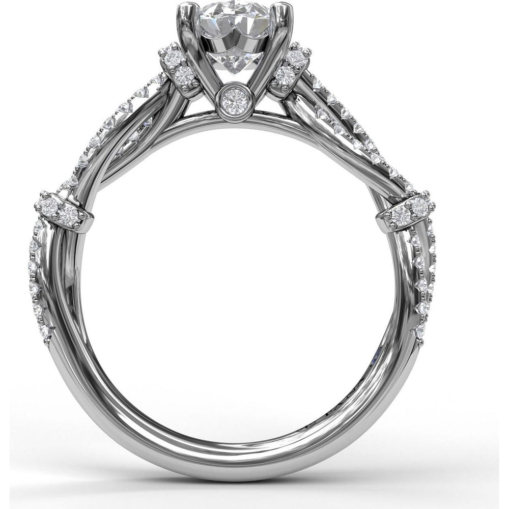 Interwoven Engagement Ring Setting with Pavé Diamond Accents and Oval Cut Center Stone Mounting by Fana - 0.38 Carat Total Diamond Weight