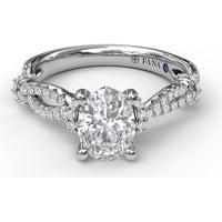 Interwoven Engagement Ring Setting with Pavé Diamond Accents and Oval Cut Center Stone Mounting by Fana - 0.38 Carat Total Diamond Weight