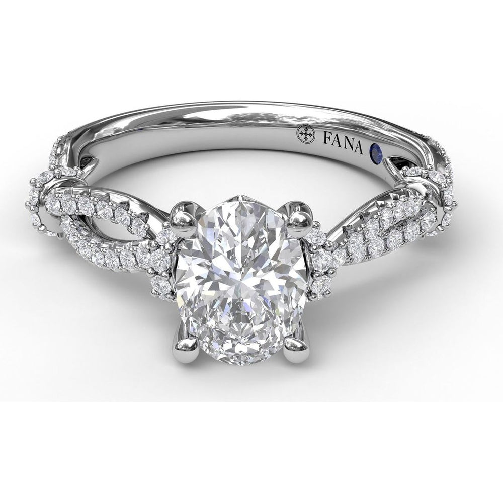 Interwoven Engagement Ring Setting with Pavé Diamond Accents and Oval Cut Center Stone Mounting by Fana - 0.38 Carat Total Diamond Weight
