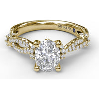 Interwoven Engagement Ring Setting with Pavé Diamond Accents and Oval Cut Center Stone Mounting by Fana - 0.38 Carat Total Diamond Weight