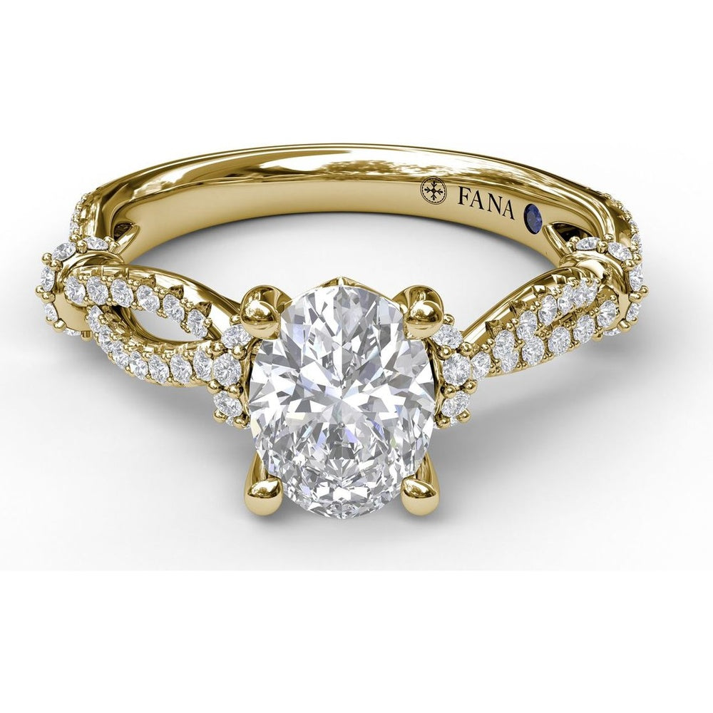 Interwoven Engagement Ring Setting with Pavé Diamond Accents and Oval Cut Center Stone Mounting by Fana - 0.38 Carat Total Diamond Weight