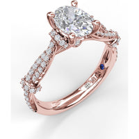 Interwoven Engagement Ring Setting with Pavé Diamond Accents and Oval Cut Center Stone Mounting by Fana - 0.38 Carat Total Diamond Weight