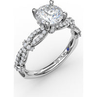 Interwoven Split Shank Engagement Ring Setting with Pavé Round Diamond Accents by Fana - 0.38 Carat Total Diamond Weight