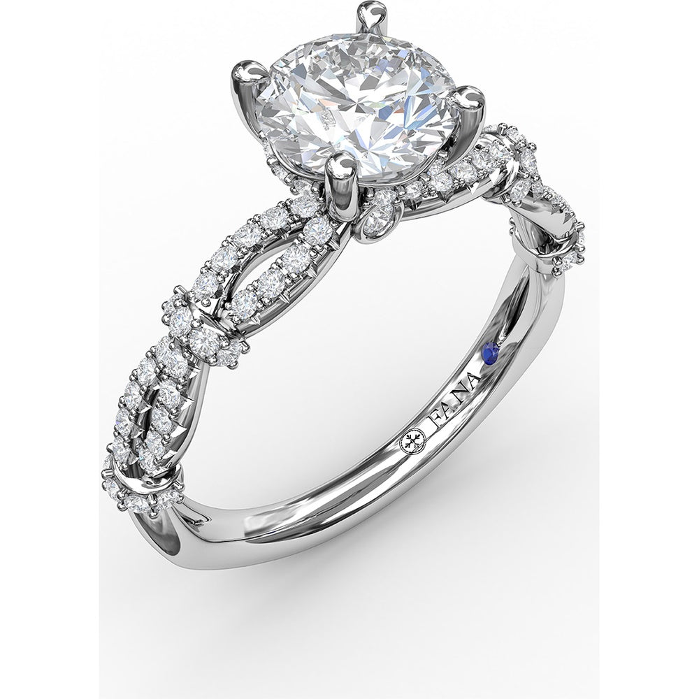 Interwoven Split Shank Engagement Ring Setting with Pavé Round Diamond Accents by Fana - 0.38 Carat Total Diamond Weight