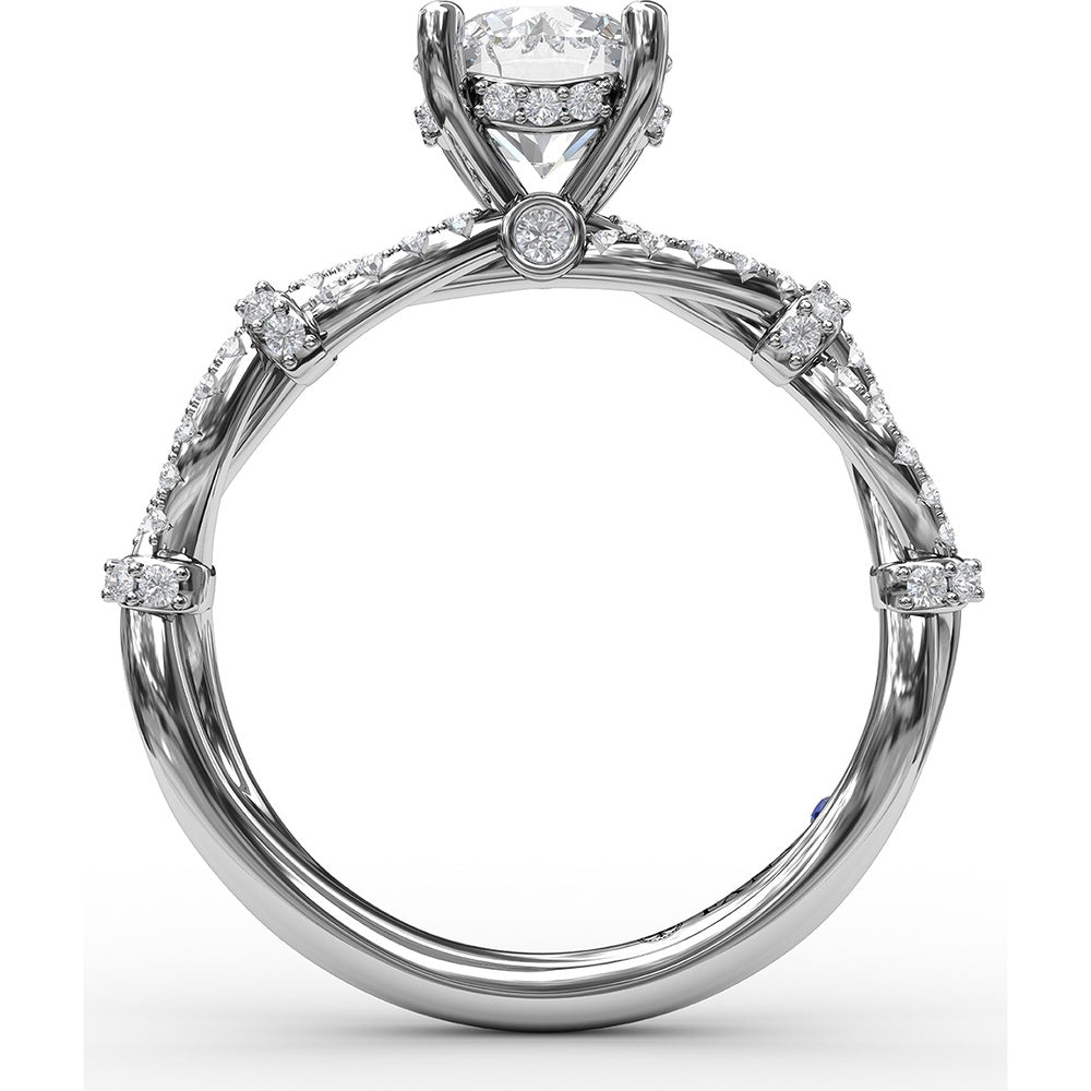 Interwoven Split Shank Engagement Ring Setting with Pavé Round Diamond Accents by Fana - 0.38 Carat Total Diamond Weight