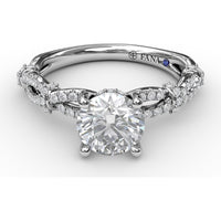Interwoven Split Shank Engagement Ring Setting with Pavé Round Diamond Accents by Fana - 0.38 Carat Total Diamond Weight