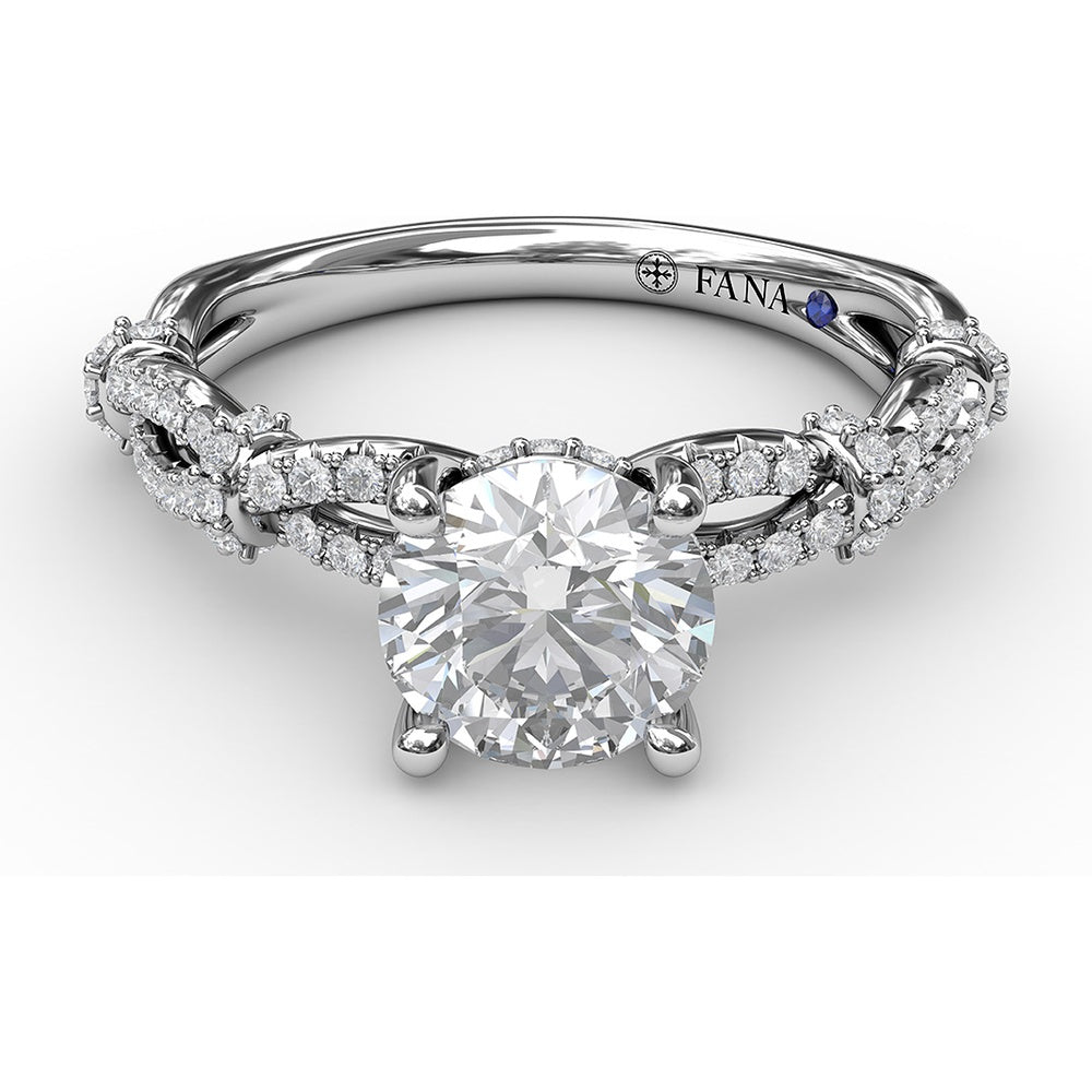Interwoven Split Shank Engagement Ring Setting with Pavé Round Diamond Accents by Fana - 0.38 Carat Total Diamond Weight