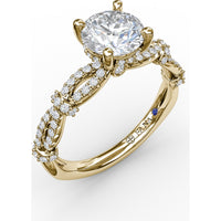 Interwoven Split Shank Engagement Ring Setting with Pavé Round Diamond Accents by Fana - 0.38 Carat Total Diamond Weight
