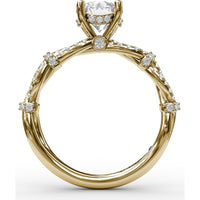 Interwoven Split Shank Engagement Ring Setting with Pavé Round Diamond Accents by Fana - 0.38 Carat Total Diamond Weight