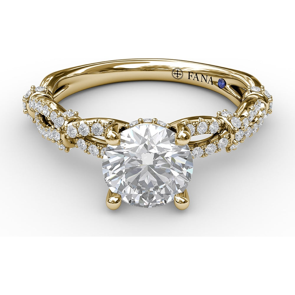 Interwoven Split Shank Engagement Ring Setting with Pavé Round Diamond Accents by Fana - 0.38 Carat Total Diamond Weight