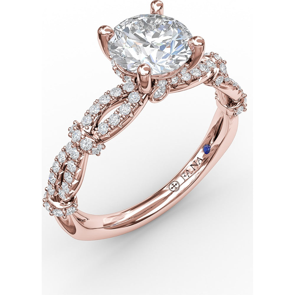 Interwoven Split Shank Engagement Ring Setting with Pavé Round Diamond Accents by Fana - 0.38 Carat Total Diamond Weight