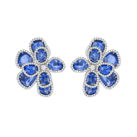 Ruchi New York - Ipanema Blue Sapphire Flower Earrings in 18K White Gold