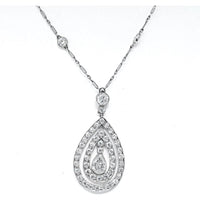 J.E. Caldwell Platinum Diamond Pendant Necklace with Teardrop Design - 3.85 Carat Total Diamond Weight
