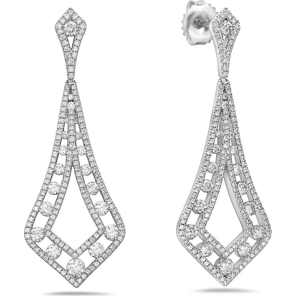 Kite Shape Floating Diamond Drop Earrings in 18K White Gold by Charles Krypell