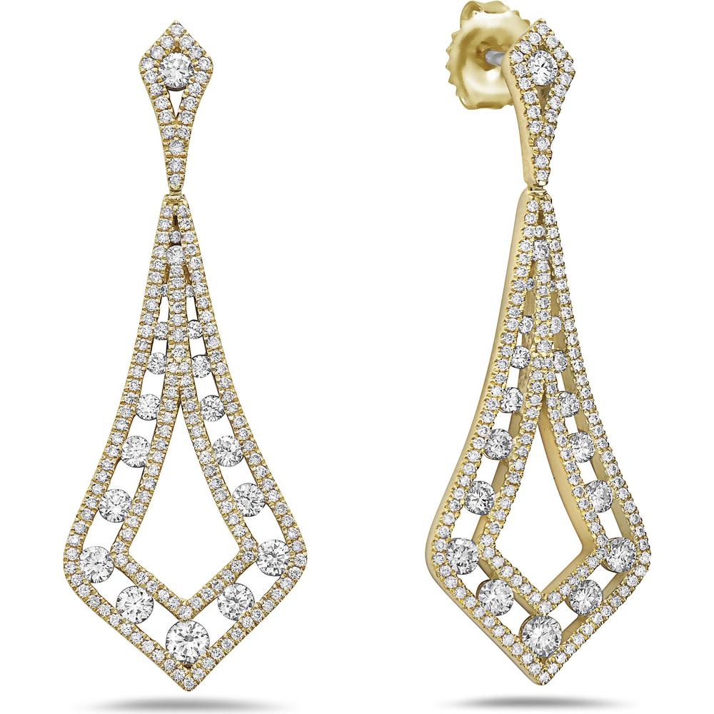 Kite Shape Floating Diamond Drop Earrings in 18K Yellow Gold by Charles Krypell