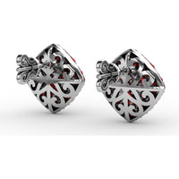 Kite-Shaped Pavé Ruby and Diamond Stud Earrings by Fana - 2.67 Carat Total Gemstone Weight