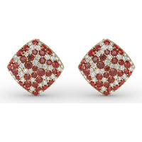 Kite-Shaped Pavé Ruby and Diamond Stud Earrings by Fana - 2.67 Carat Total Gemstone Weight