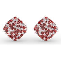 Kite-Shaped Pavé Ruby and Diamond Stud Earrings by Fana - 2.67 Carat Total Gemstone Weight
