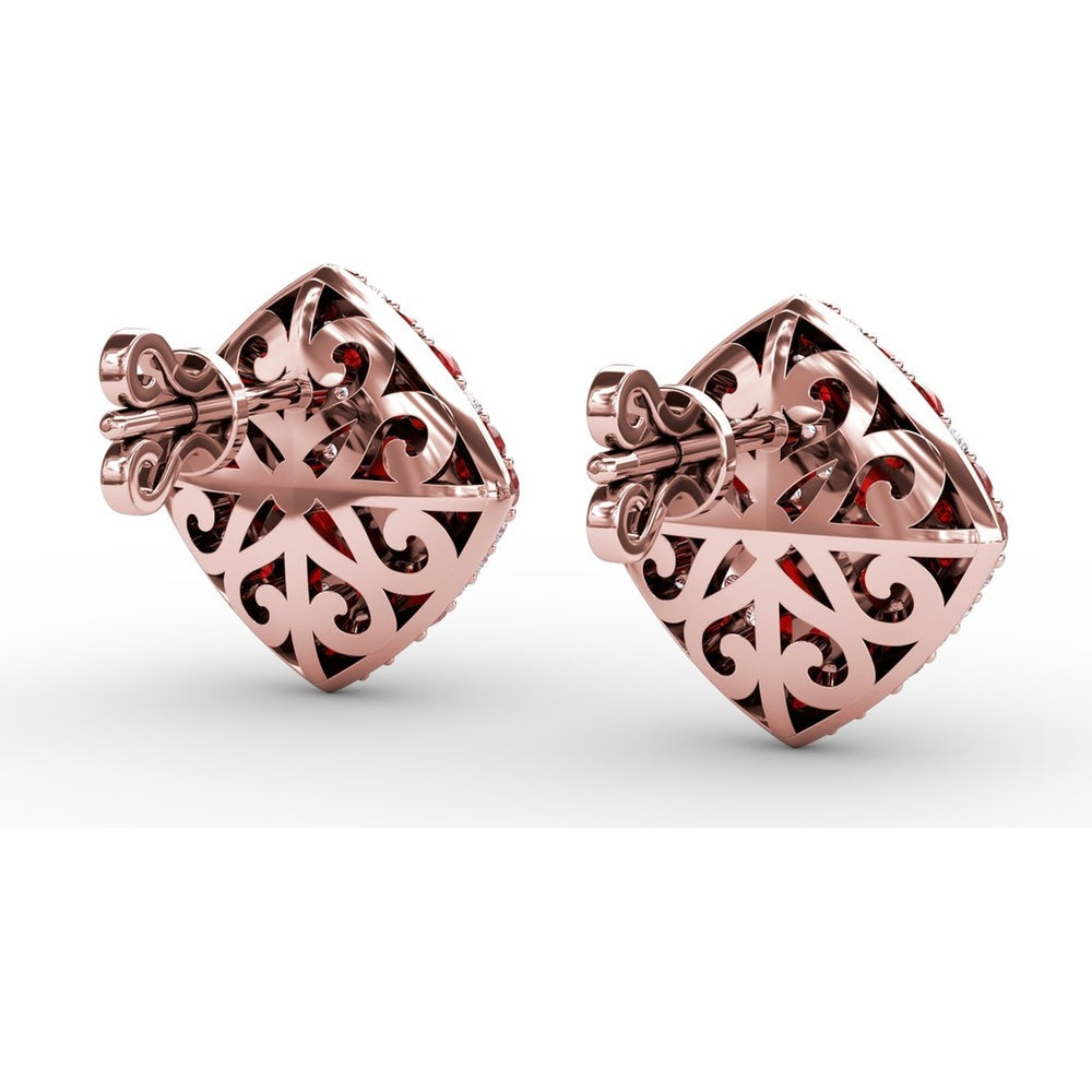 Kite-Shaped Pavé Ruby and Diamond Stud Earrings by Fana - 2.67 Carat Total Gemstone Weight