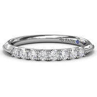 Knife-Edge Diamond Wedding Band with Round Brilliant Diamonds and Milgrain Detail by Fana - 0.24 Carat Total Diamond Weight