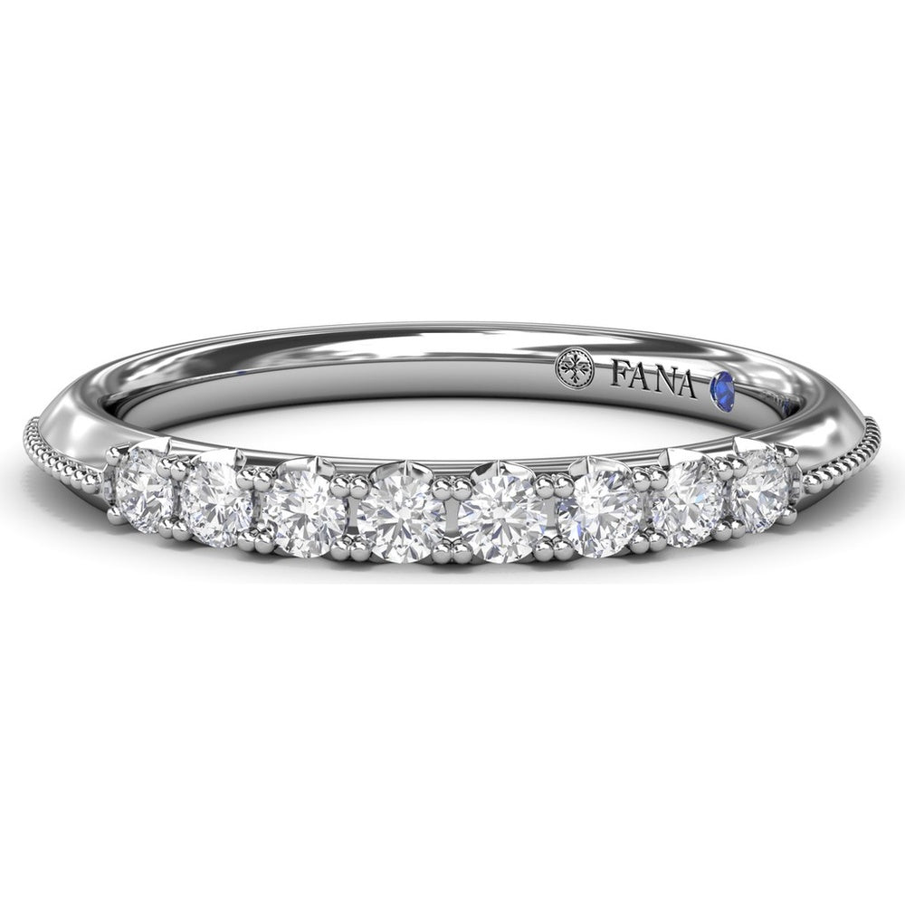 Knife-Edge Diamond Wedding Band with Round Brilliant Diamonds and Milgrain Detail by Fana - 0.24 Carat Total Diamond Weight