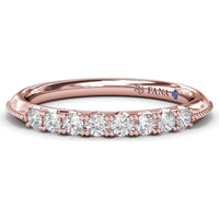 Knife-Edge Diamond Wedding Band with Round Brilliant Diamonds and Milgrain Detail by Fana - 0.24 Carat Total Diamond Weight