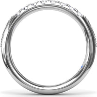 Knife-Edge Diamond Wedding Band with Round Brilliant Diamonds and Milgrain Detail by Fana - 0.24 Carat Total Diamond Weight