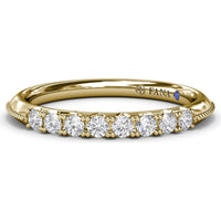 Knife-Edge Diamond Wedding Band with Round Brilliant Diamonds and Milgrain Detail by Fana - 0.24 Carat Total Diamond Weight