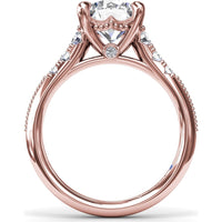 Knife-Edge Engagement Ring Setting with Graduated Round Diamond Shoulders and Milgrain Detail by Fana - 0.33 Carat Total Diamond Weight