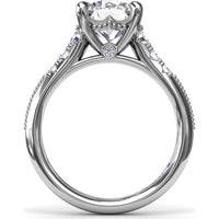 Knife-Edge Engagement Ring Setting with Graduated Round Diamond Shoulders and Milgrain Detail by Fana - 0.33 Carat Total Diamond Weight