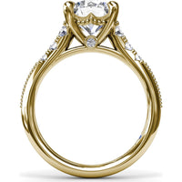 Knife-Edge Engagement Ring Setting with Graduated Round Diamond Shoulders and Milgrain Detail by Fana - 0.33 Carat Total Diamond Weight