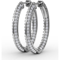 Knife Edge Hoop Earrings with Pavé Set Round Diamonds by Fana - 1.24 Carat Total Diamond Weight
