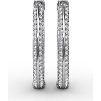 Knife Edge Hoop Earrings with Pavé Set Round Diamonds by Fana - 1.24 Carat Total Diamond Weight